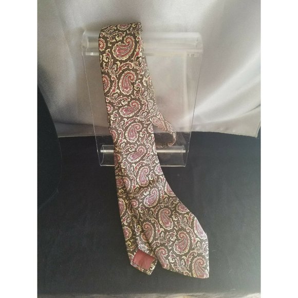 Vintage YSL Yves Saint Laurent Neckwear 100% Silk Men's Necktie grey Pink - Picture 3 of 5